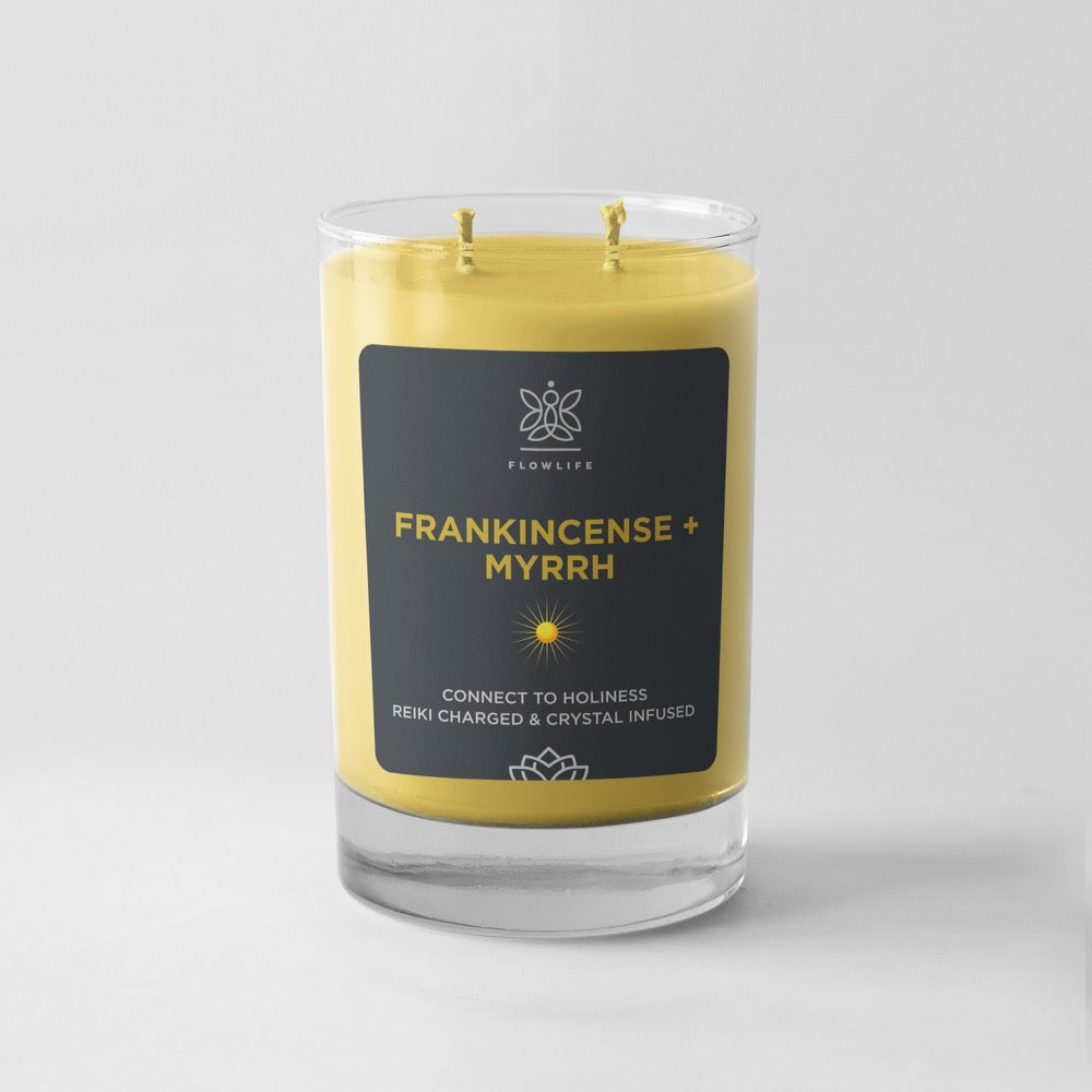Frankincense & Myrrh Sacred Herb Energy Candle- 9 oz 100% soy wax –  Flowlife Nyc Holistic Lounge